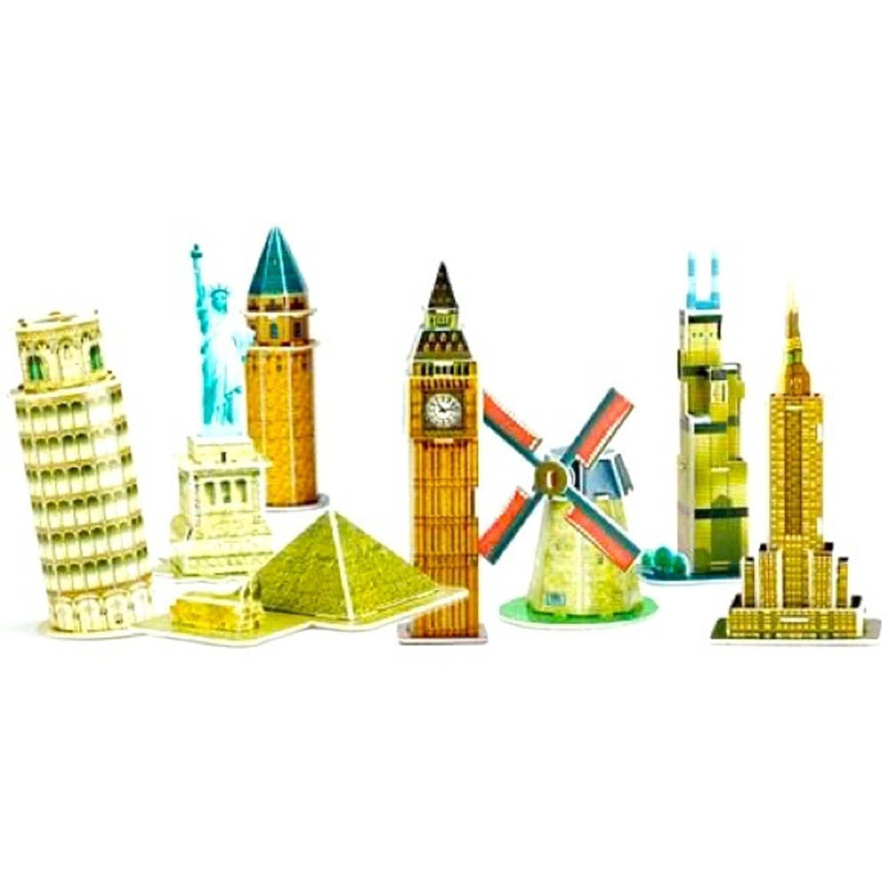 3D world landmarks puzzle set